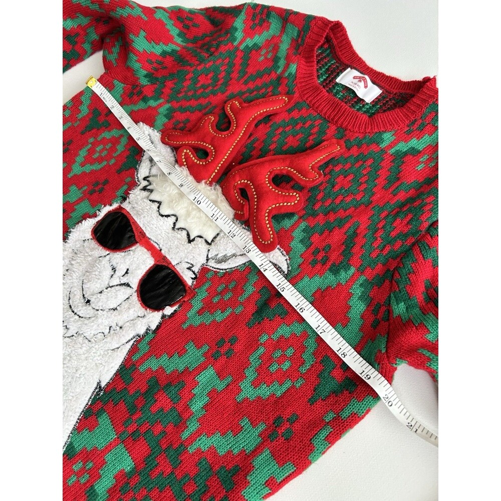 Soft Faux Fur Llama Sunglasses Ugly Christmas Sweater Holiday Red Green Unisex M - Picture 6 of 10